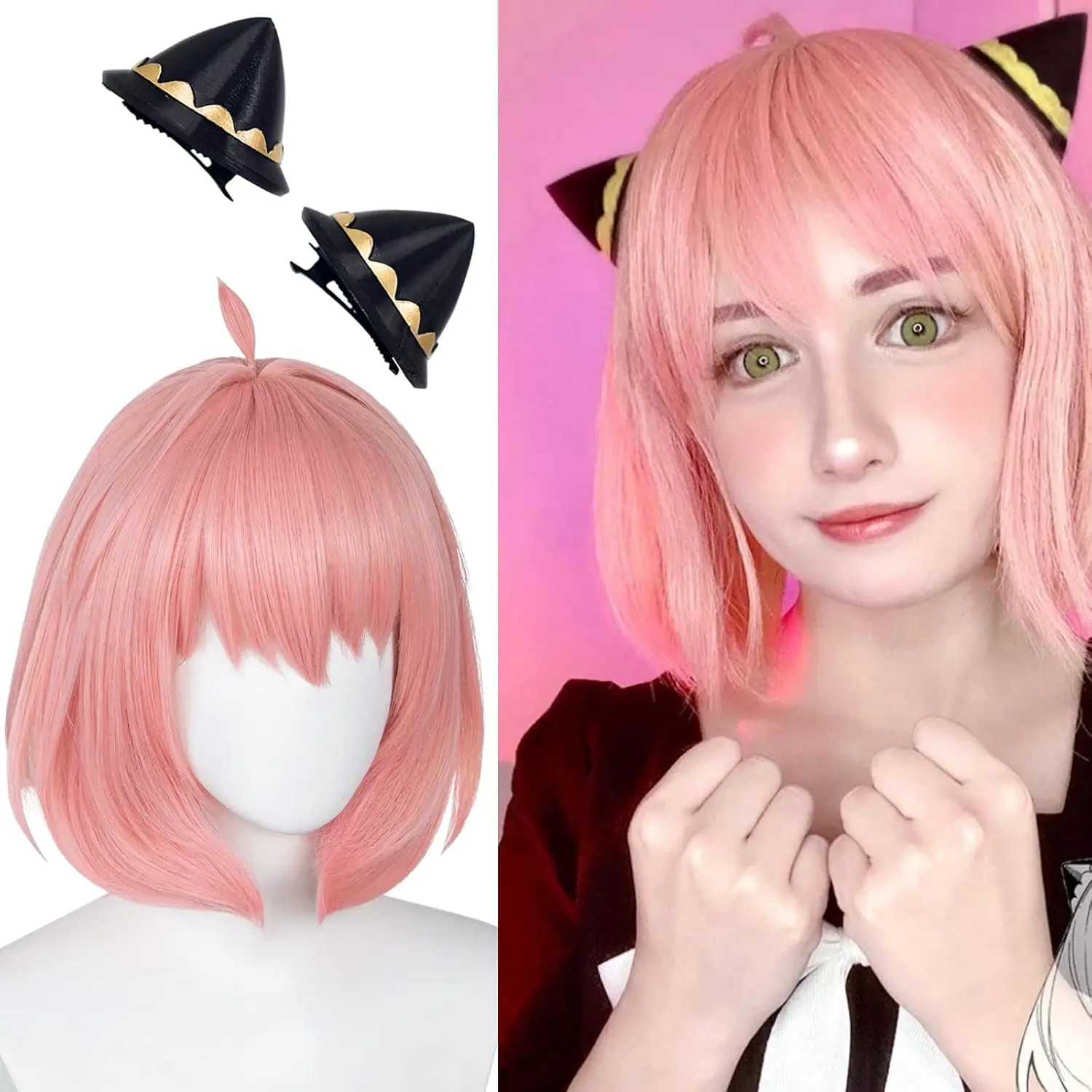 Anime SPY×FAMILY Role Wig Stage Sitcom Perform Clothing Match Simulation Short Hair Anya Forger Character Modeling Bob Haircut