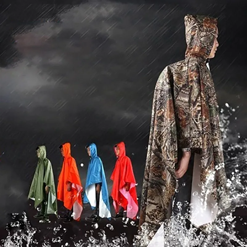 

3 in 1 Waterproof Adult Long Raincoat Women Men Rain Coat Jacket Hooded Poncho for Outdoor Hiking Travel Fishing Rainwear Suit