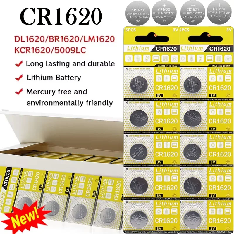 CR1620 3V Lithium Button Battery DL1620 BR1620 ECR1620 5009LC LM1620 CR 1620 KCR1620 30mAh Coin Cell Watch Calculators Batteries