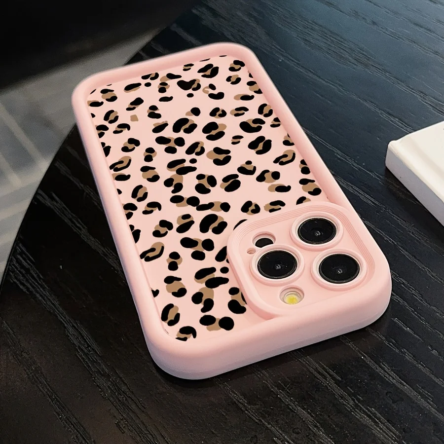 حافظة بينك ليوبارد لهاتف آيفون 16 15 14 13 12Pro Max توفر حماية كاملة، مثالية لتقديم الهدايا