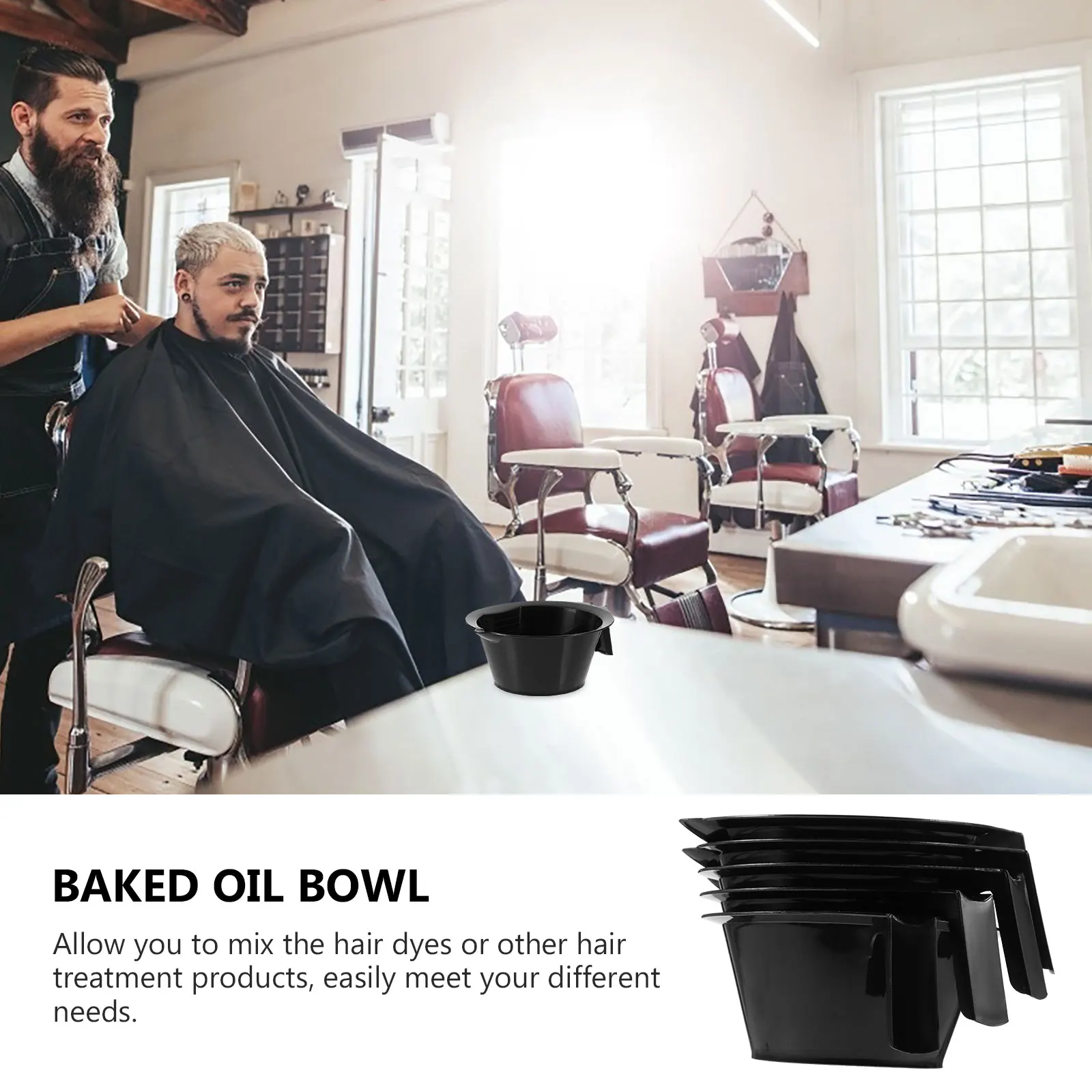 

5 Pcs Baked Oil Bowl Mixing Tint Hair Dye Barber Dying Hairdressing Color Abs DIY