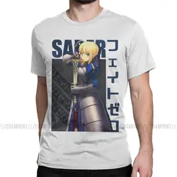 Men's Saber T Shirt Fate Stay Night Fgo Anime Cotton Clothes Funny Short Sleeve Round Collar Tee Shirt Graphic T-Shirt