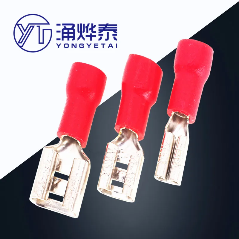 YYT 20PCS FDD1-110 187 250 Plug spring pre-insulated terminal 2.8 4.8 6.3MM wiring cold press terminal
