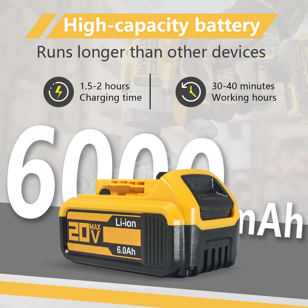 For Dewalt DCB200 1.5Ah-9Ah 20V Power Tools Lithium-Ion Battery For Dewalt 20V DCB206 DCB200 DCB205 DCF845 DCF850 DCF892 DCF911