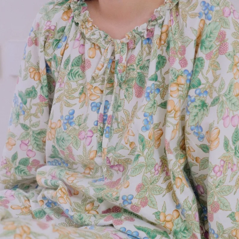 Pyjama en pur coton brossé Double face pour femmes, vêtements d'automne en coton à manches longues pour la maison, adapté à l'extérieur, automne et hiver