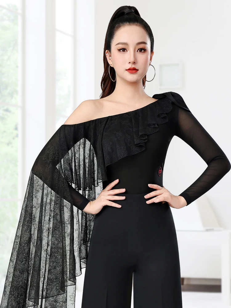 danbolo-combinaison-de-danse-latine-pour-femme-adulte-tenue-de-danse-standard-moderne-respirabilite-optimale-manches-longues-uniforme-d'entrainement-de-danse