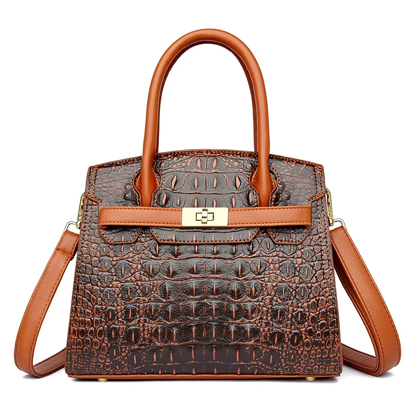 

Дизайнерская женская сумка с тиснением под крокодила — большая вместительная сумка через плечо, модная рабочая сумочка для офиса на каждый день