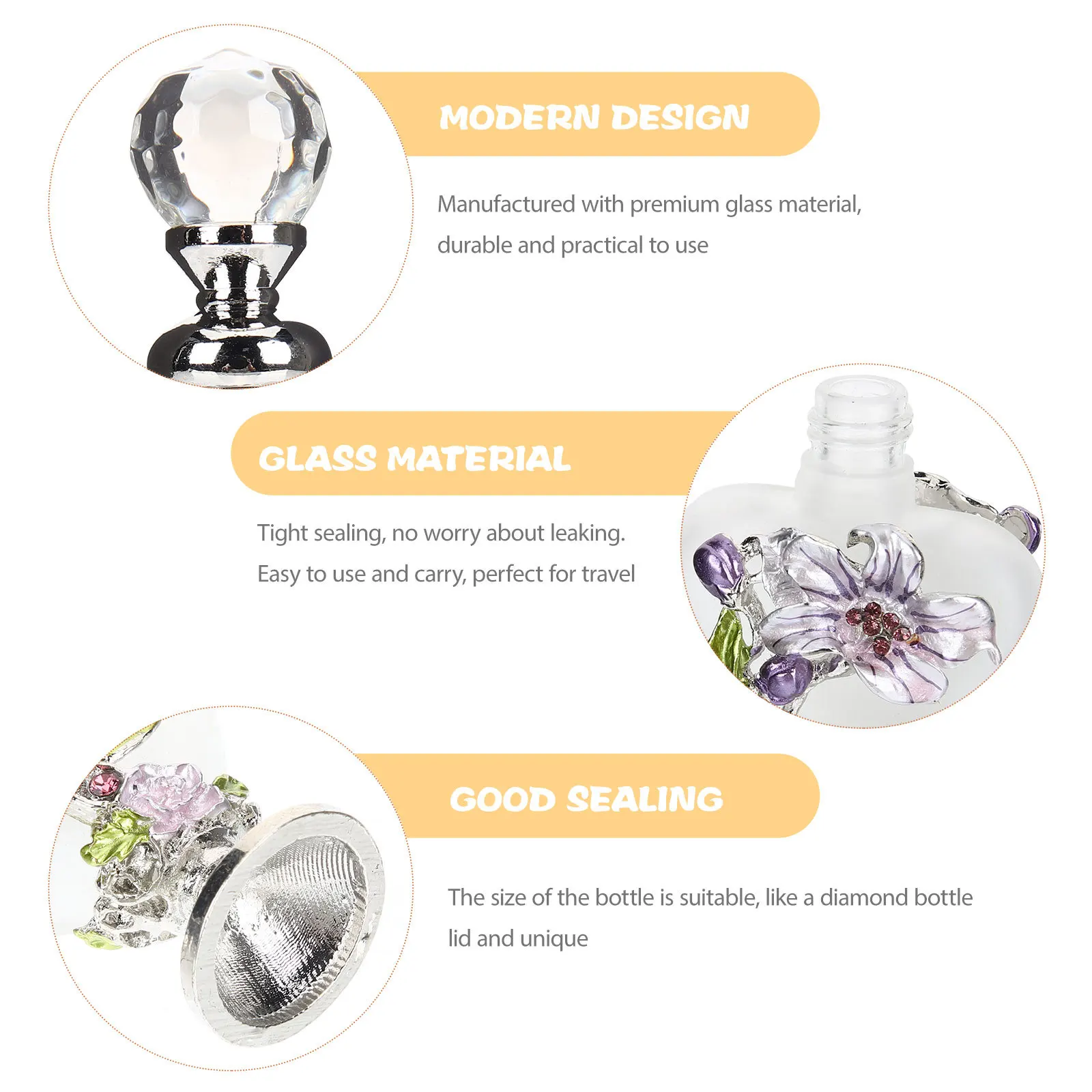 

Empty Perfume Bottle Vintage Flower Glass Painted Enamel Design 10ml Decorative Aroma Bottle for Dresser Vanity Display