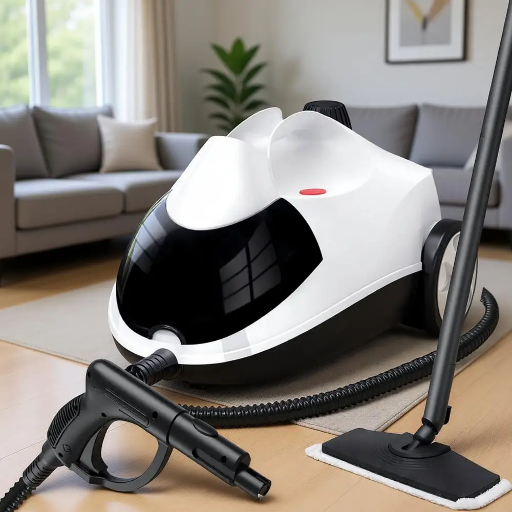 

Пароочиститель 6-в-1 для различных поверхностей, 1.5 л, с 8 насадками, сертифицированный UL499, для дома, автомобиля, стекла, плитки