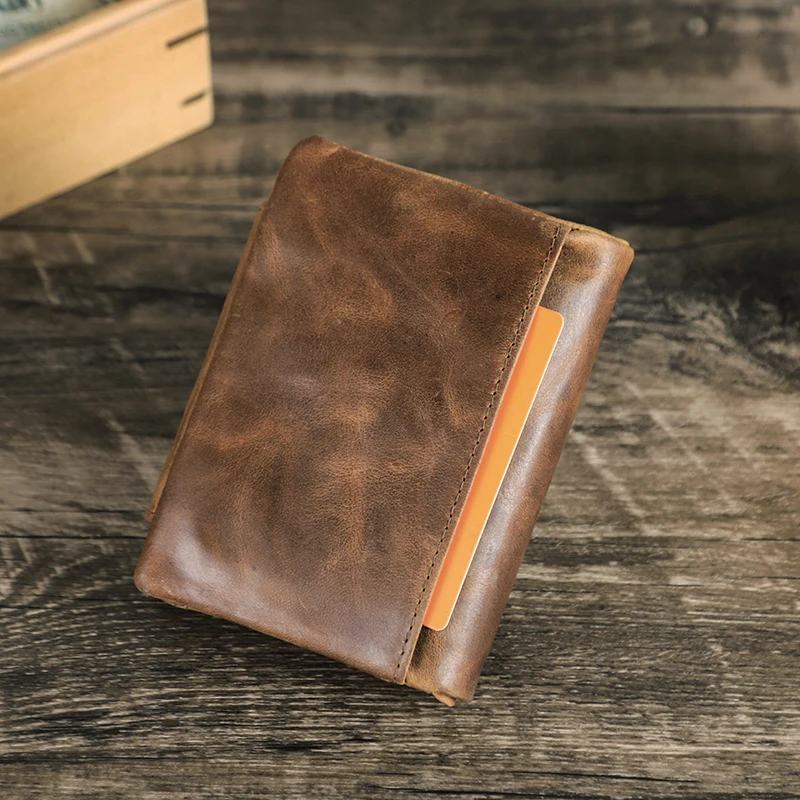 CONTACT'S Portafoglio da uomo in vera pelle Portafogli corti a tre ante Porta carte di design di lusso Portamonete Clip per soldi