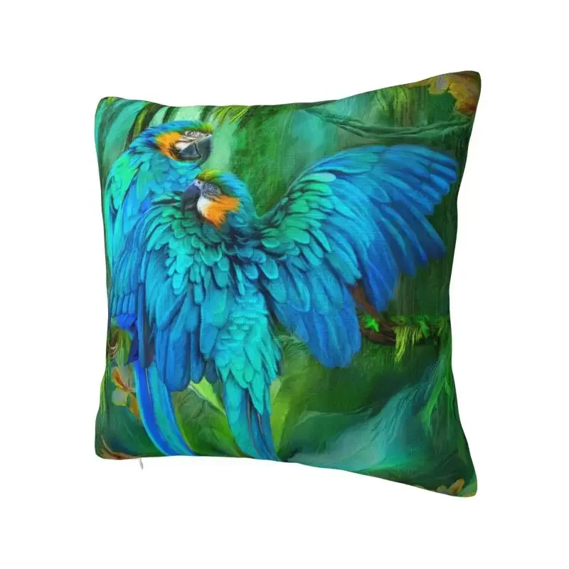 Tropic Spirits Macaw Couple Parrot Birds Pillow Case Decorative Tropical Plant Modern Cushion Cover Velvet Pillowcase