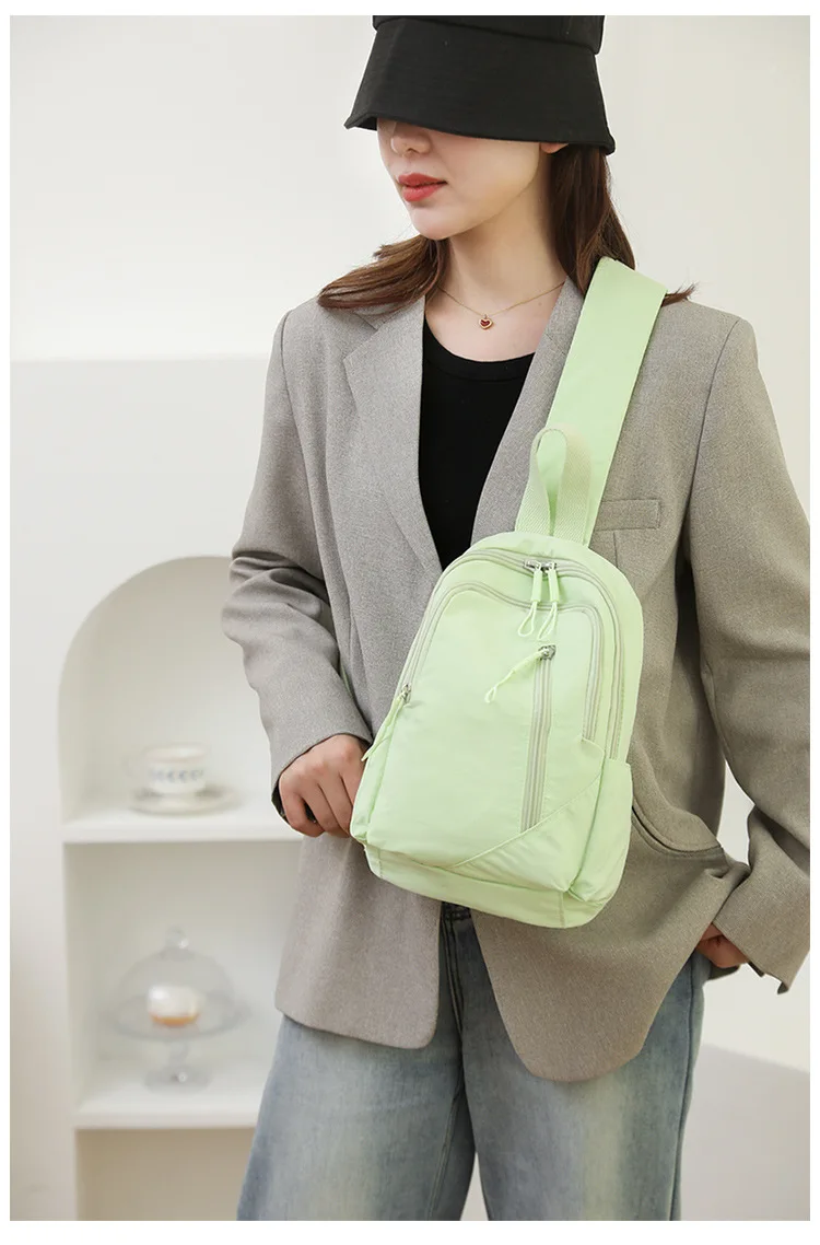 Neue Einfarbig Lässige Umhängetasche Leichte Wasserdichte Nylon Unisex Schulter Sling Rucksack Große Kapazität Reisetasche – Detail 20