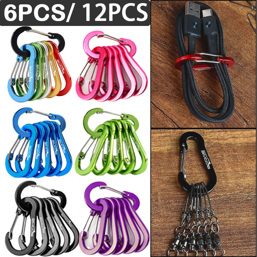 

6/12Pcs Flat Aluminium Alloy Carabiner Multicolor Gourd-shaped Buckle Outdoor Mountaineering Camping Climbing Equipment