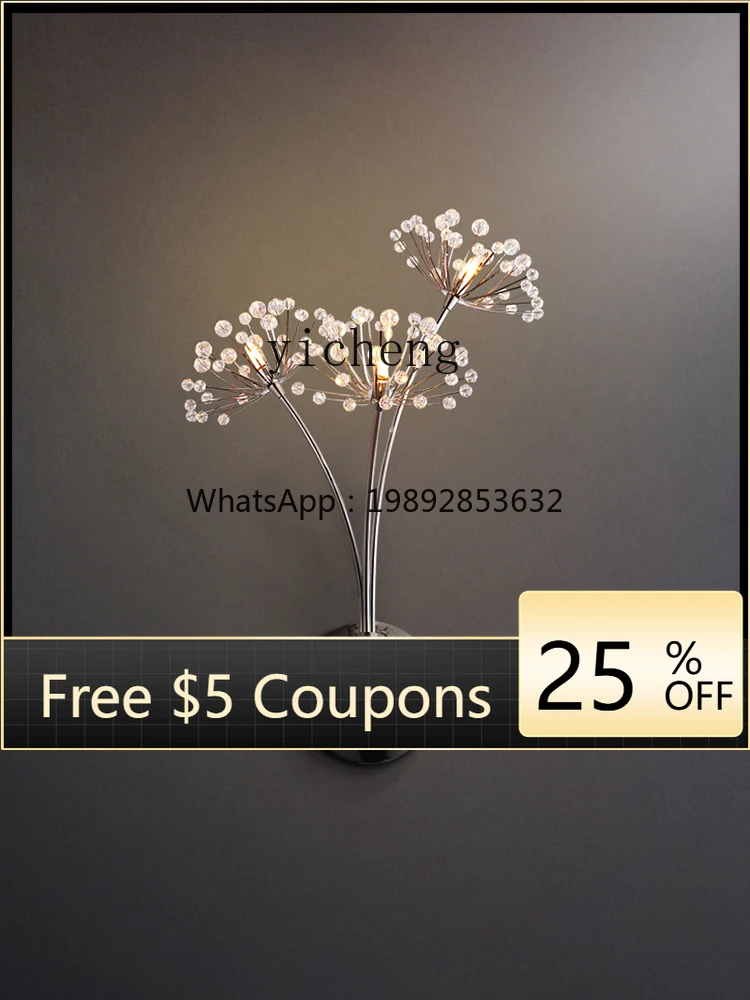 

Living Room Background Wall Decorative Lamp Ins Style Bedroom Bedside Lamp Light Luxury Dandelion Crystal Wall Lamp