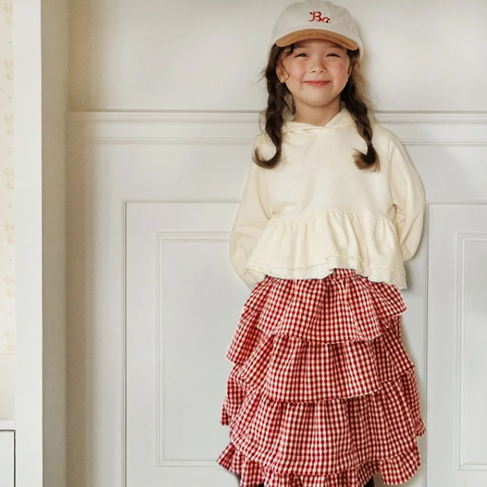 Autumn and Winter Parent-Child Clothes Japanese and Korean Christmas Outfits for Girls Double-Layered Ruffled Hoodies