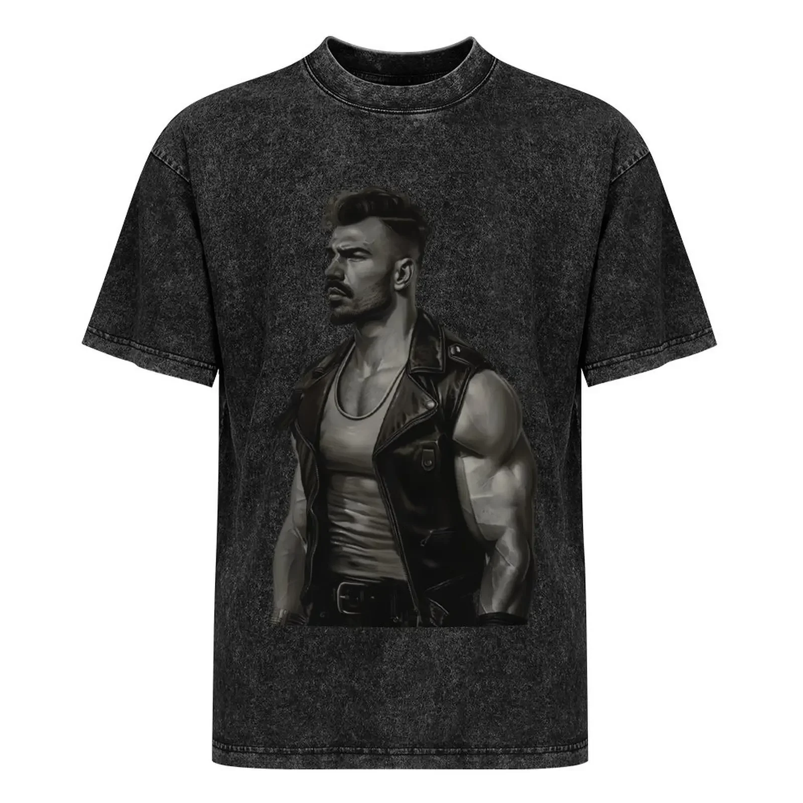 Tom of Finland Washed Cotton Vintage T-Shirt sweat plain quick-drying Retro comfortable  high-definition pattern top