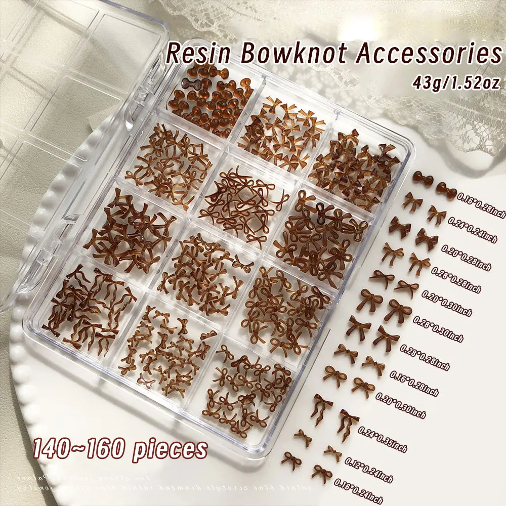 12 شبكات القهوة البني الأحمر Bowknot مسمار السحر ثلاثية الأبعاد الراتنج الخريف الشتاء القوس الصغير مسمار الأحجار الكريمة الراين فلاتباك مستلزمات الأظافر R & 43 #4