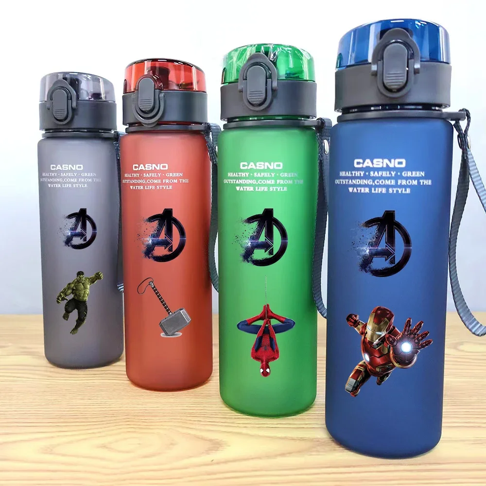 560ml The Avengers Iron Man Hulk Multicolor Cartoon Large Capacity Plastic Leak Proof Outdoor Camping Fitness Sports Water Cup