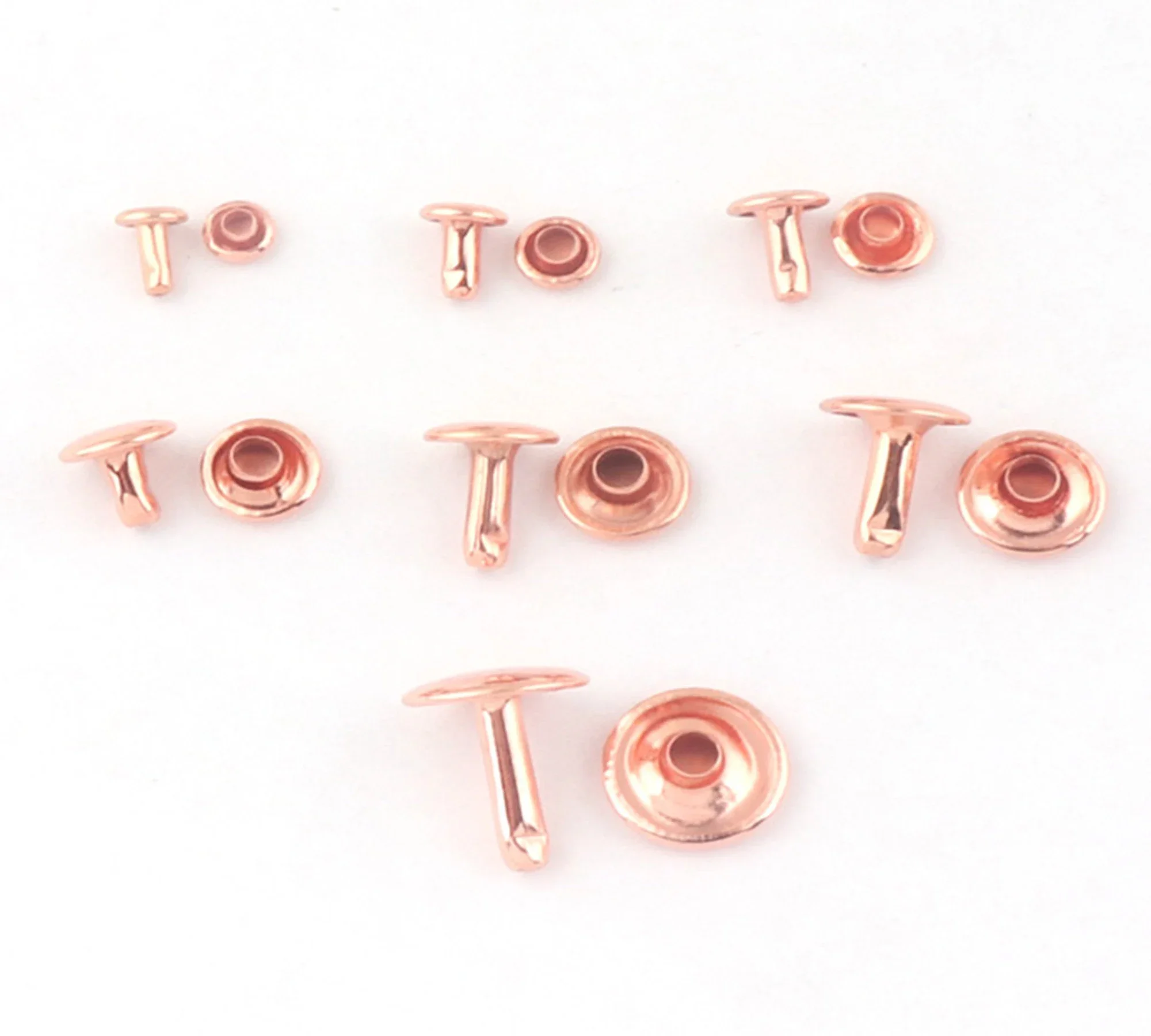 Rose gold Double Cap Rivets 5x7, 6x7, 8x7.5, 7x8, 9x11, 10x12, 12x14 Stud Rivets Leather Craft Repair