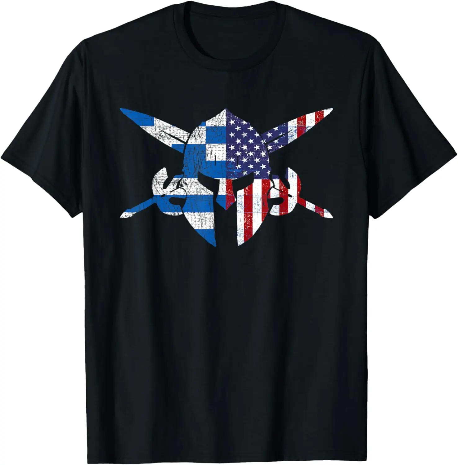 Greek American Spartan Helmet Greece Flag T-Shirt Short Sleeve Casual 100% Cotton Shirt
