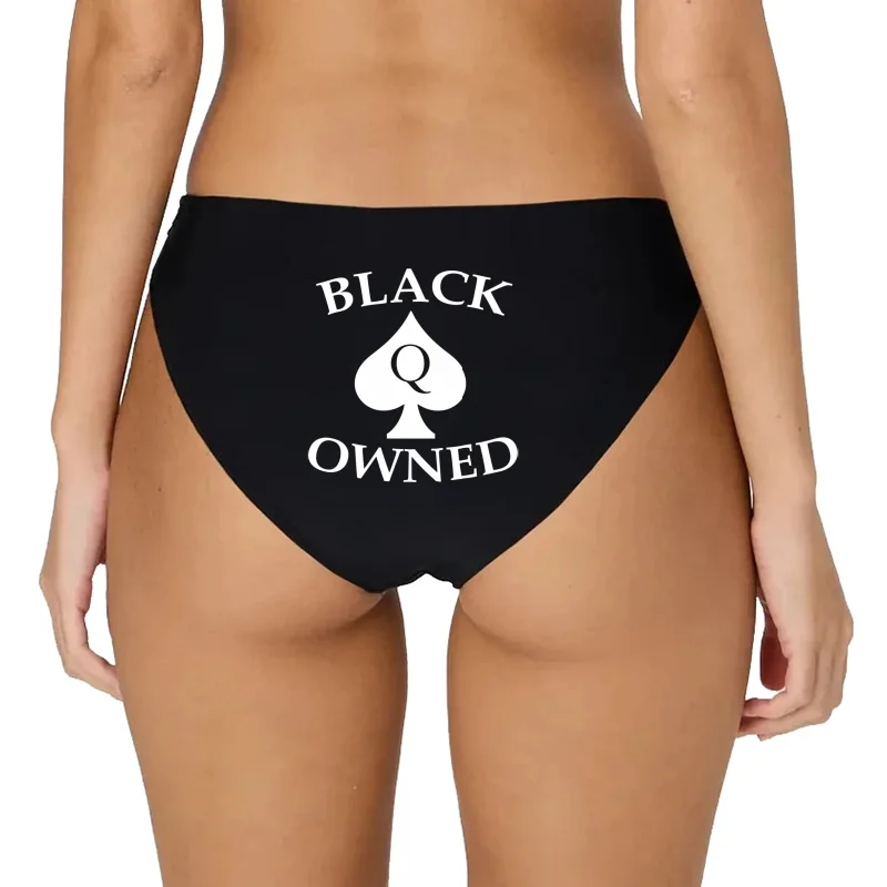 Cute Girl Briefs Female Soft Gold Letter Print Underwear BLACK OWNED Cotton Underwear Sexy Lingeries For Women Ladies Underpants