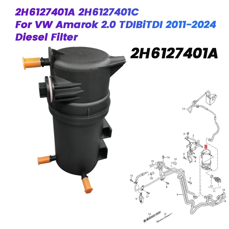 Car Fuel Filter In-Line Filter 2H6127401A 2H6127401C For VW Amarok 2.0 TDI/Bitdi 2011-2024 Diesel Filter 2H6 127 401 C