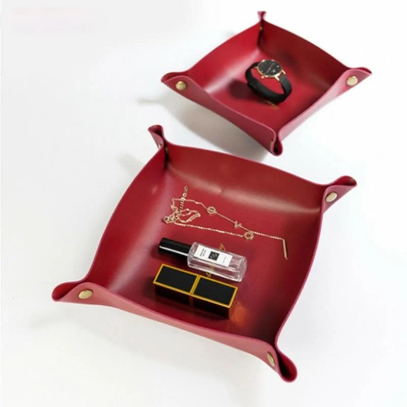 Bandeja de almacenamiento de cuero de estilo nórdico, organizador de escritorio para llaves, joyas, caja de almacenamiento de cosméticos, organizador plegable, decoración del hogar, contenedores de almacenamiento, organizador de joyas, jordan 1, travis scott, organizador de maquillaje