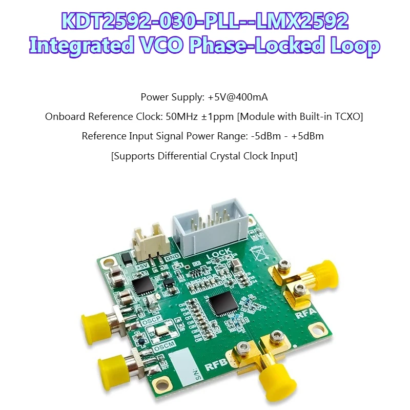 KDT2592-030-PLL Frequency Source Module, Phase Locked Loop, Low Noise 10GHz Broadband Output Support USB2ANY Interface LMX2592