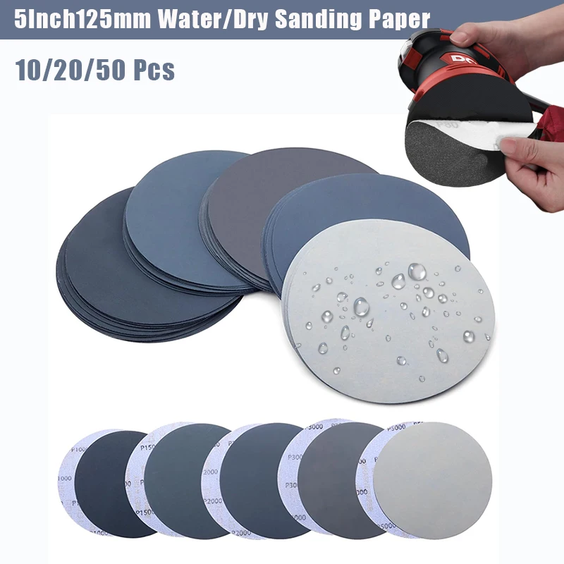 

5Inch 125mm Wet/Dry Sanding Discs Hook & Loop Sand Paper 60-10000 Grit Grinding Disc Abrasive Polishing Tool Dremel Accessories