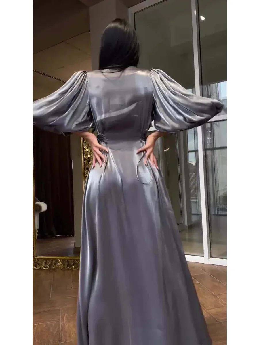 Vestido musulmán de satén Eid Sliky para mujer, Abaya marroquí, vestidos de fiesta, Ramadán, Abayas, Kaftan, Islam, Dubai, túnica larga árabe, 2024