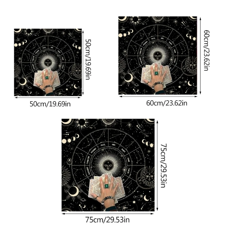 Tovaglia per tarocchi Altari Stoffa Astrologia Divinazioni Tappetino antiscivolo 12 Costellazioni Tovaglia Arazzo Decorazioni