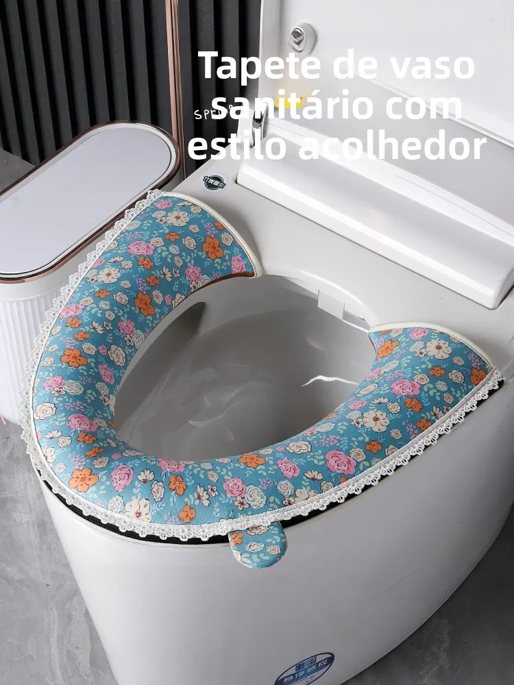 厚みのある花柄カントリースタイル便座カバージッパー付き肌に優しい耐久性のある防水家庭用バスルームアクセサリー
