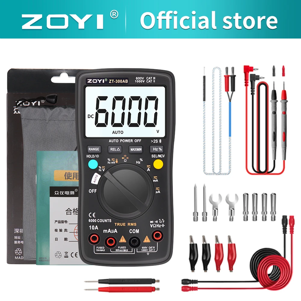 ZOYI 300AB Digital Multimeter 6000 Analog Tester True RMS Professional Multimetro DIY Transistor Capacitor NCV Testers Lcr Meter