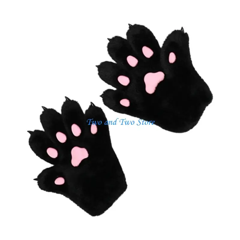 HX6F Warm Animes Kostuum Katten Poot Handschoenen Rollenspel Beest Poot Handwanten Feestartikelen