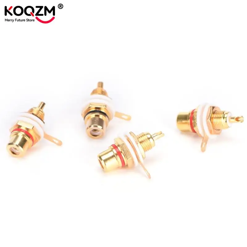 RCA Female Jack 10pcs Plated Rca Connector Gold Panel Mount Chassis Audio Socket Plug Bulkhead White Cycle With Nut Solder Cup