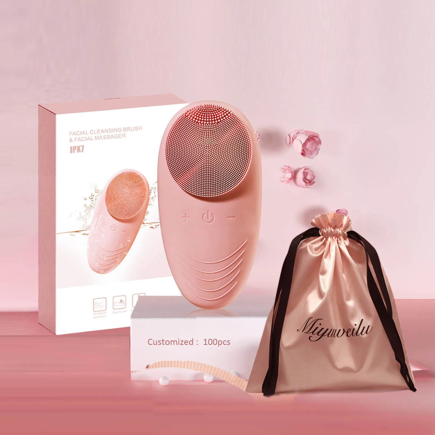 Facial Cleansing Brush Waterproof Sonic High Frequency Vibrating Face Brush for Deep Cleansing, Gentle Exfoliating and Massaging