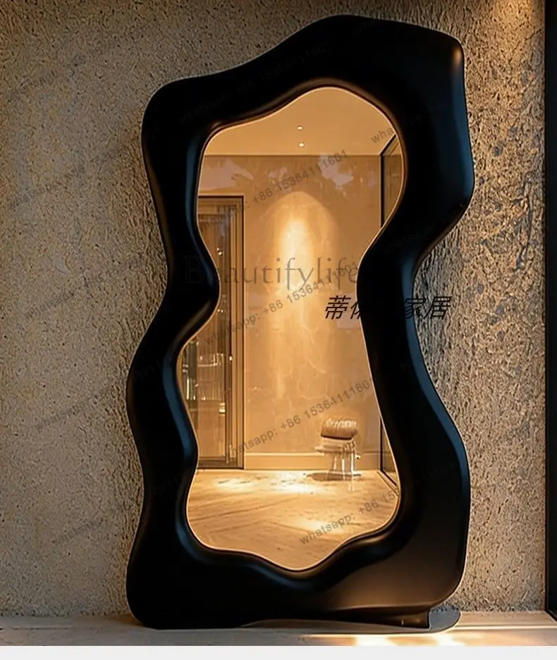 YJ Nordic American floor-to-ceiling mirror Home art Irregular shape Full body mirror Against the wall Fashion special shape