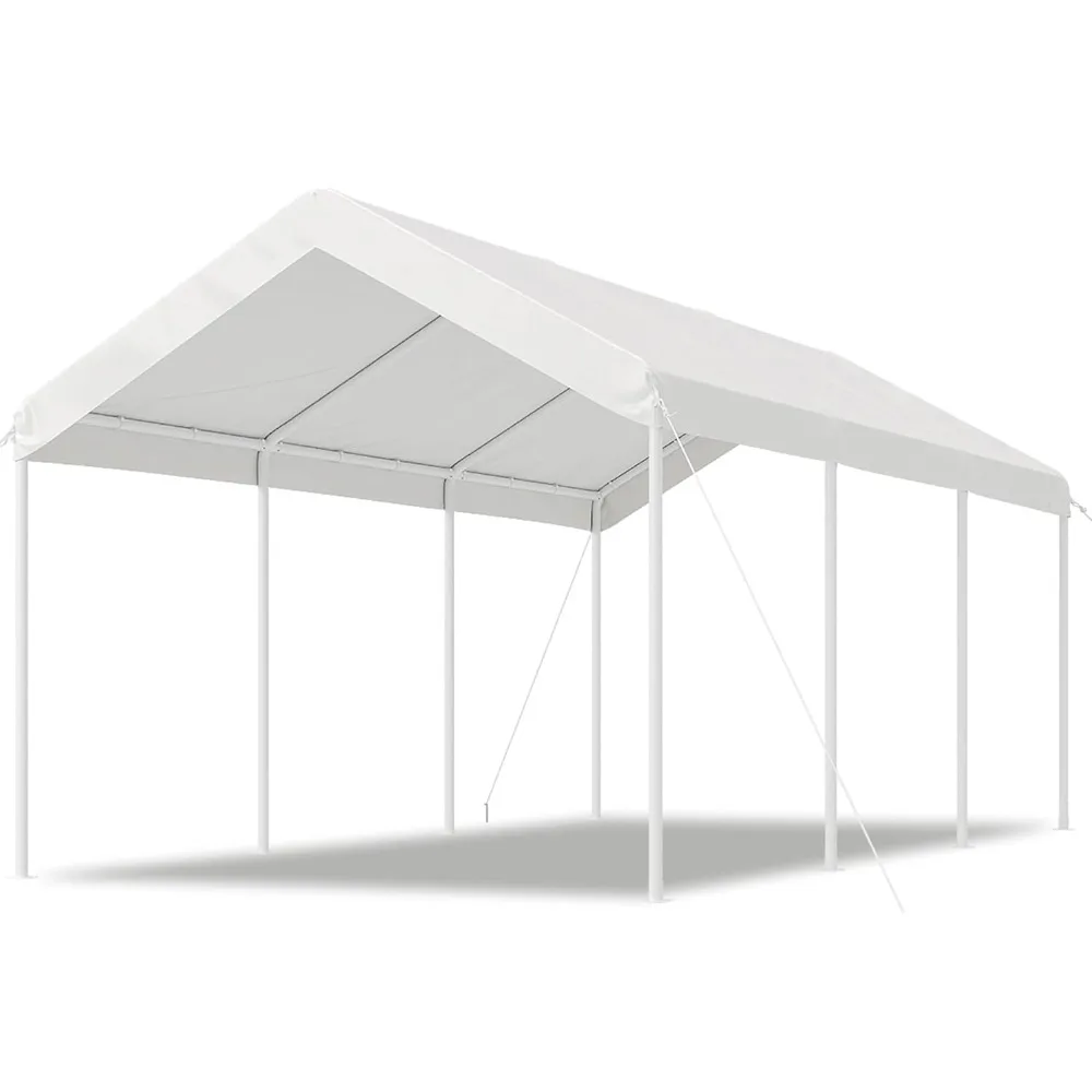 10x20 Heavy Duty Carport Canopy Portable Garage Shed with Tarp Wind & Tear Resistant Outdoor Shelter, Custom
