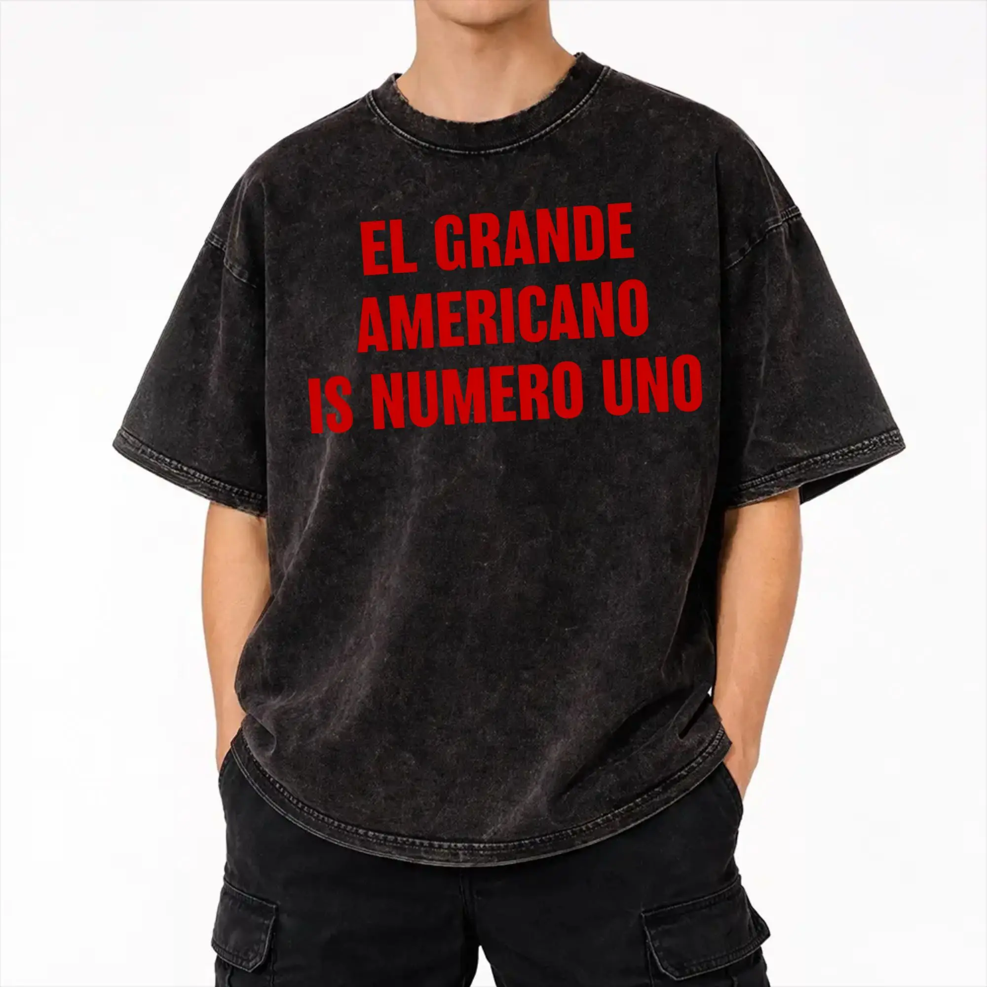 El Grande Americano Pro Wrestling  Merch Washed T Shirt Men Women Streetwear Hip Hop T-Shirts Printed  Tee Shirt Short Sleeve