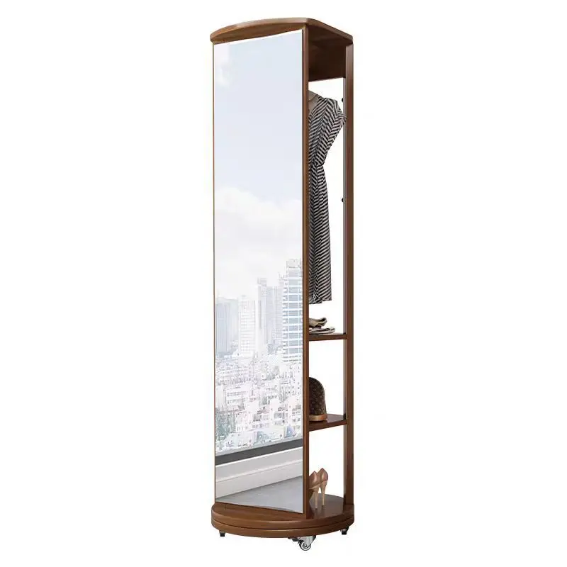 

full-length hanger integrated household floor-to-ceiling bedroom movable rotating full-body fitting mirror