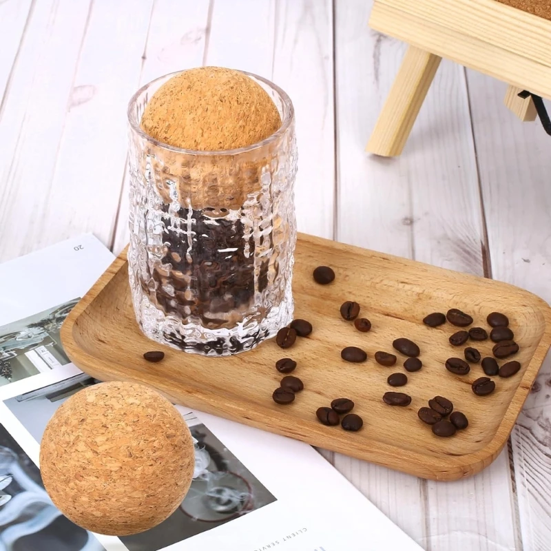 2 ชิ้น/เซ็ตสะดวกไม้ Cork Ball Stoppers ความหนาแน่นสูง Cork Ball Stoppers นำกลับมาใช้ใหม่ Stopper Preserve รสไวน์