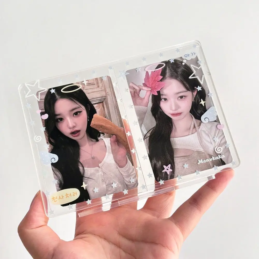 Dual Card Slot Double Card Holder 3 Inch Couple Photo Display Photo Display Stand Acrylic Freestanding Small Card Display Stand