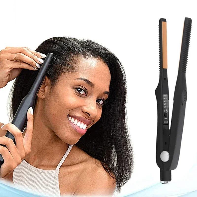 2-in-1 2-in-1 Mini Hair Straightener Curling Iron Professional Ceramic Short Flat Iron for Women & Men Beard Straightener - Aliexpress Deal