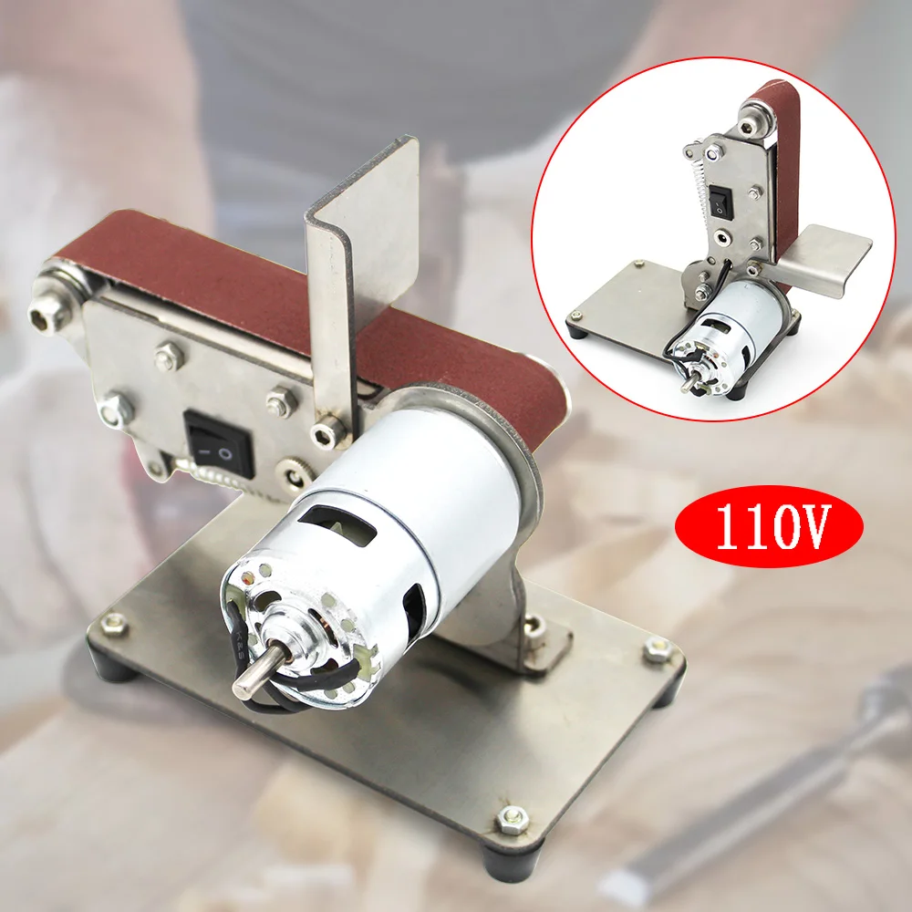 Polishing Machine 300W Mini Electric Desktop Vertical Belt Sander for Sanding Wood Acrylic Metal and Many Other Materials