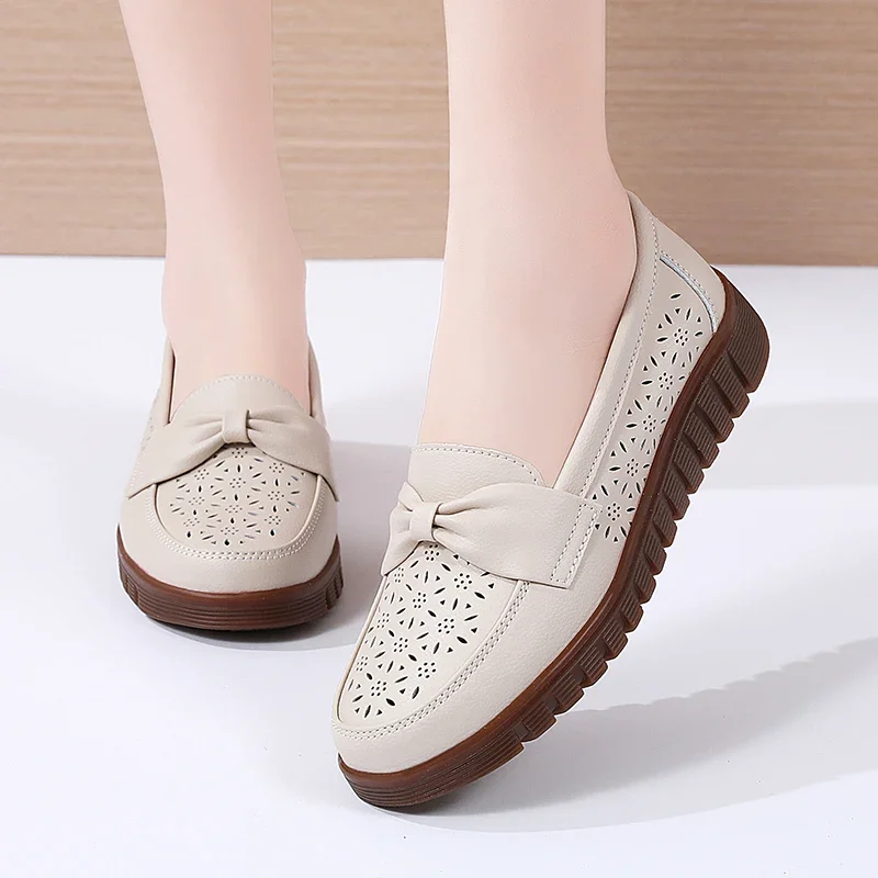 2024 Leisure Flat Shoes Women\'s Flat Shoes Retro Square Toe Leather Women\'s Spring Elegant Bow Women\'s Shoes Leisure Fashion