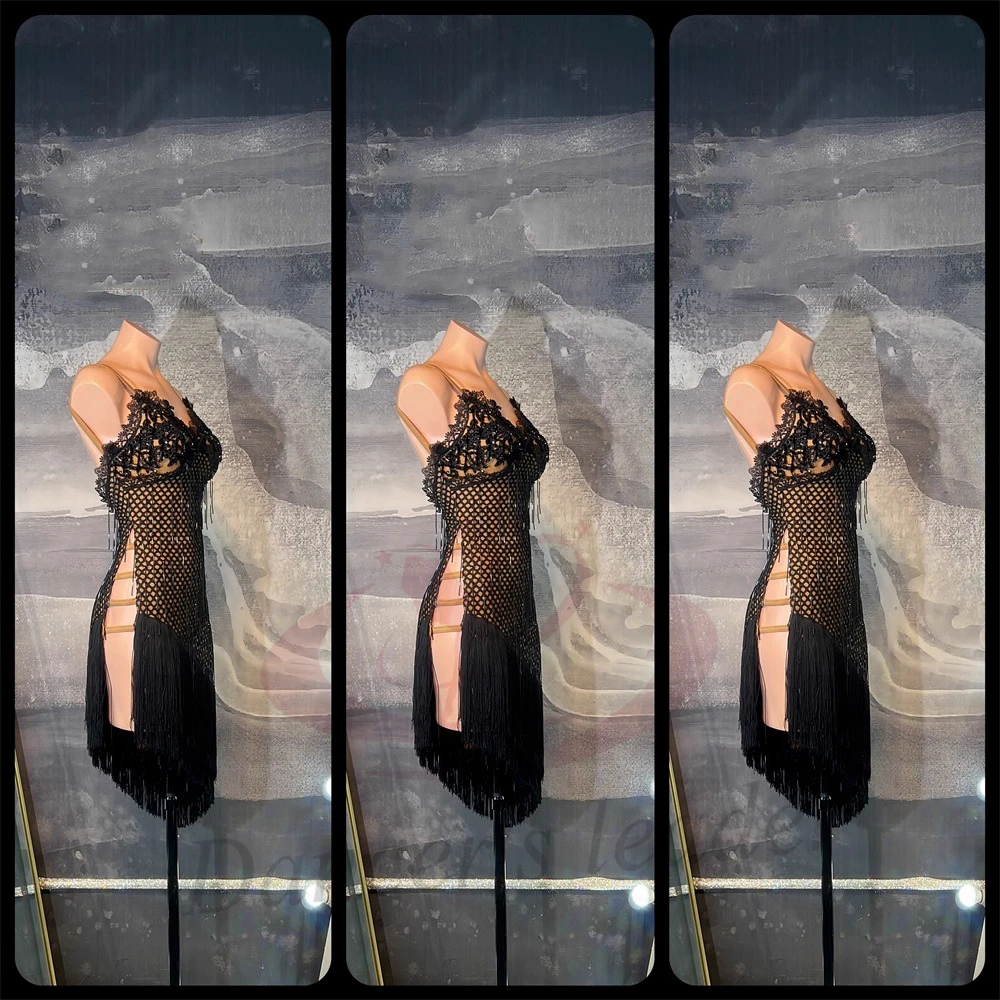 Latin Dance Adult Children'S Dress High-End Custom Lace Mesh Style Precisely Tango Women'S Professional Clothing