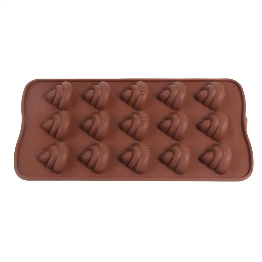 Smile Face Pig Shaped Mini Poop Chocolate Mold 15 Grids Personalized Poop Silicone Mold No Stick Funny Soap Mold Cake