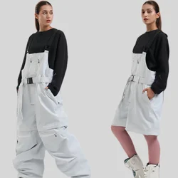 Winter Neue Skifahren Hosen Im Freien Wasserdichte Ski Overalls Frauen Warme Schnee Hosen Männer Lose Snowboard Strap Hosen Sport Kleidung