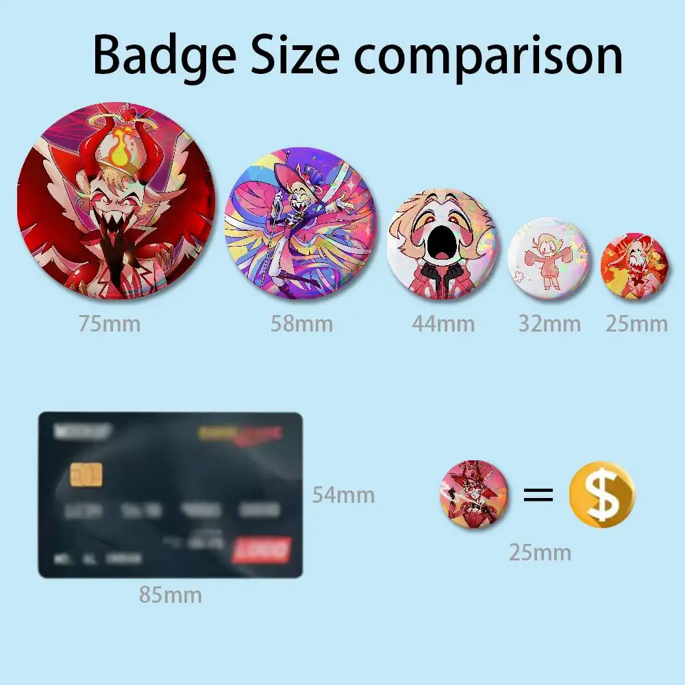 H-Hazbins Abel H-Hotel 32mm 58mm 75mm 44mm 25mm Anime Badges Brooches DIY Pins Decorations Birthday Gifts
