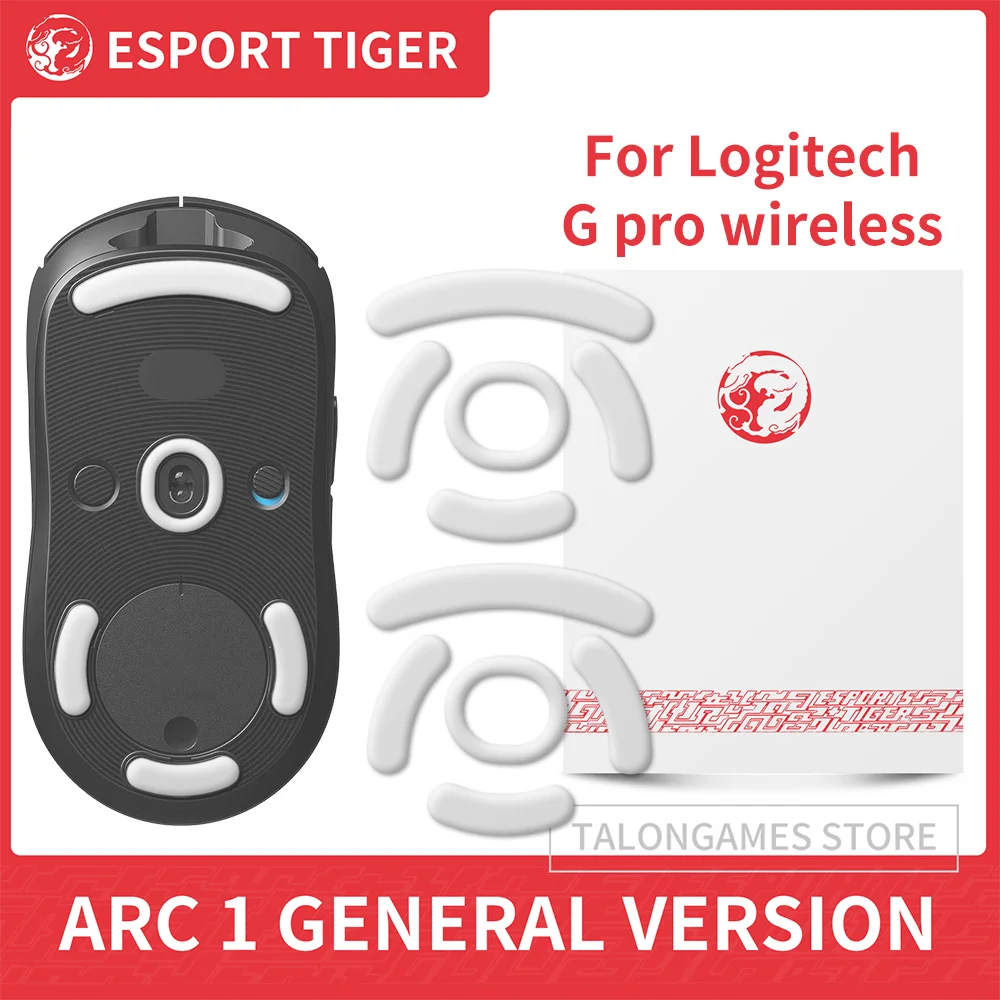 2 Conjuntos Original Esports Tigre Gaming Mouse Pés Mouse Skate para Logitech Gpro Mouse Branco Sem Fio Desliza Curva Borda, 0.7mm